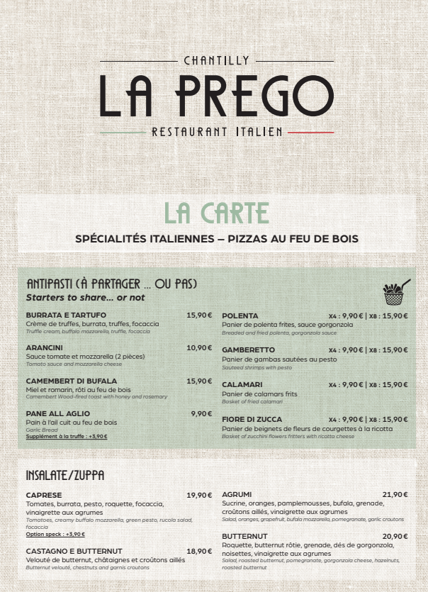 La carte La Prego